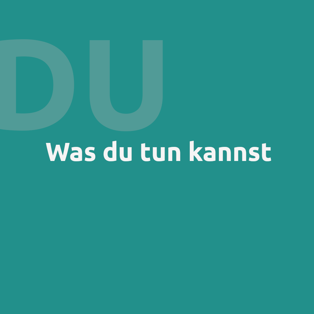 Weißer Text auf grünem Hintergrund: "Was du tun kannst"